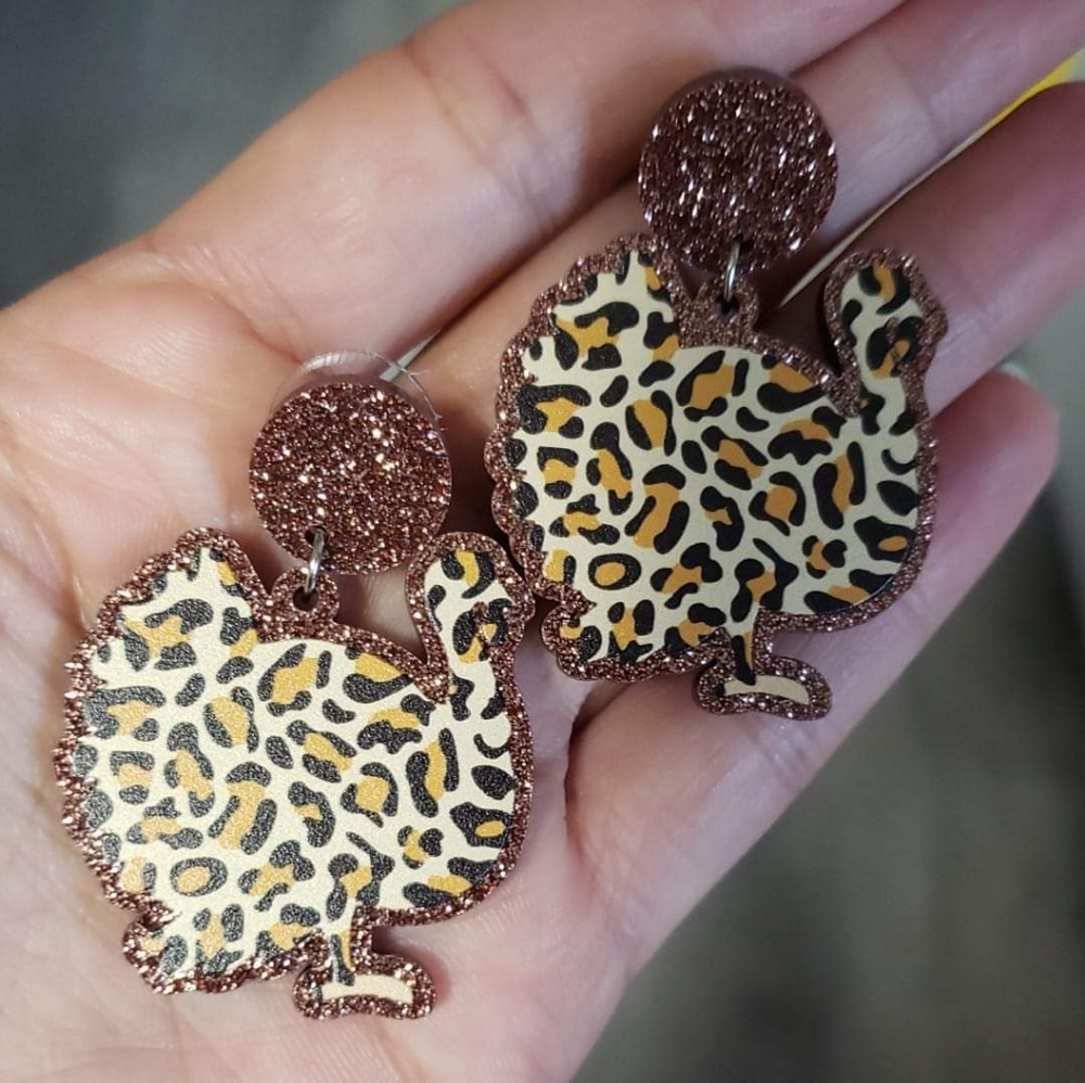 Glitter turkey earrings
